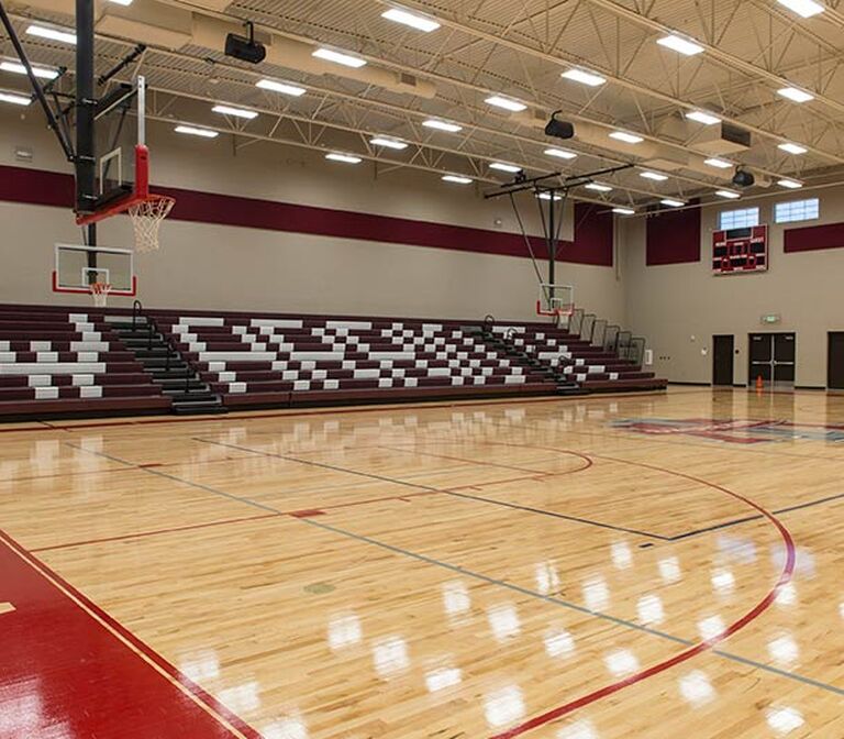 American Leadership Academy gymnasium with model 4500 bleacher seating
