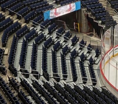 Amalie Arena's fixed stadium seating manufactured by Irwin Seating Company